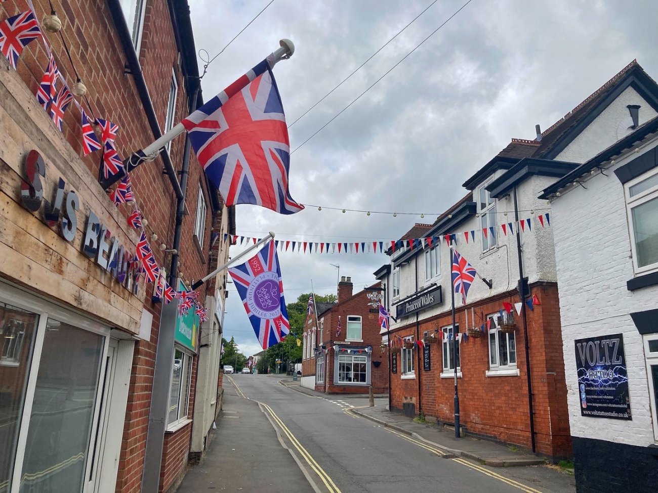 Photograph of Chapel Street decorated for the Queen's Platinum Jubilee